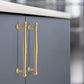 Brushed Brass French Cabinet Pulls, Round Bar Drawer Handles