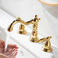 Double Handle Vintage Brass Bathroom Faucets For 3 Hole Sink