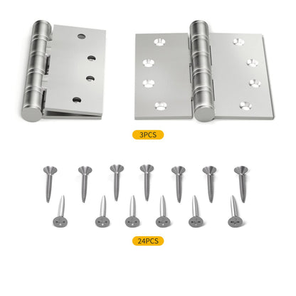 Satin Nickel 4in x 4in Ball Bearing  with Square Corner Door Hinges for Exterior Doors