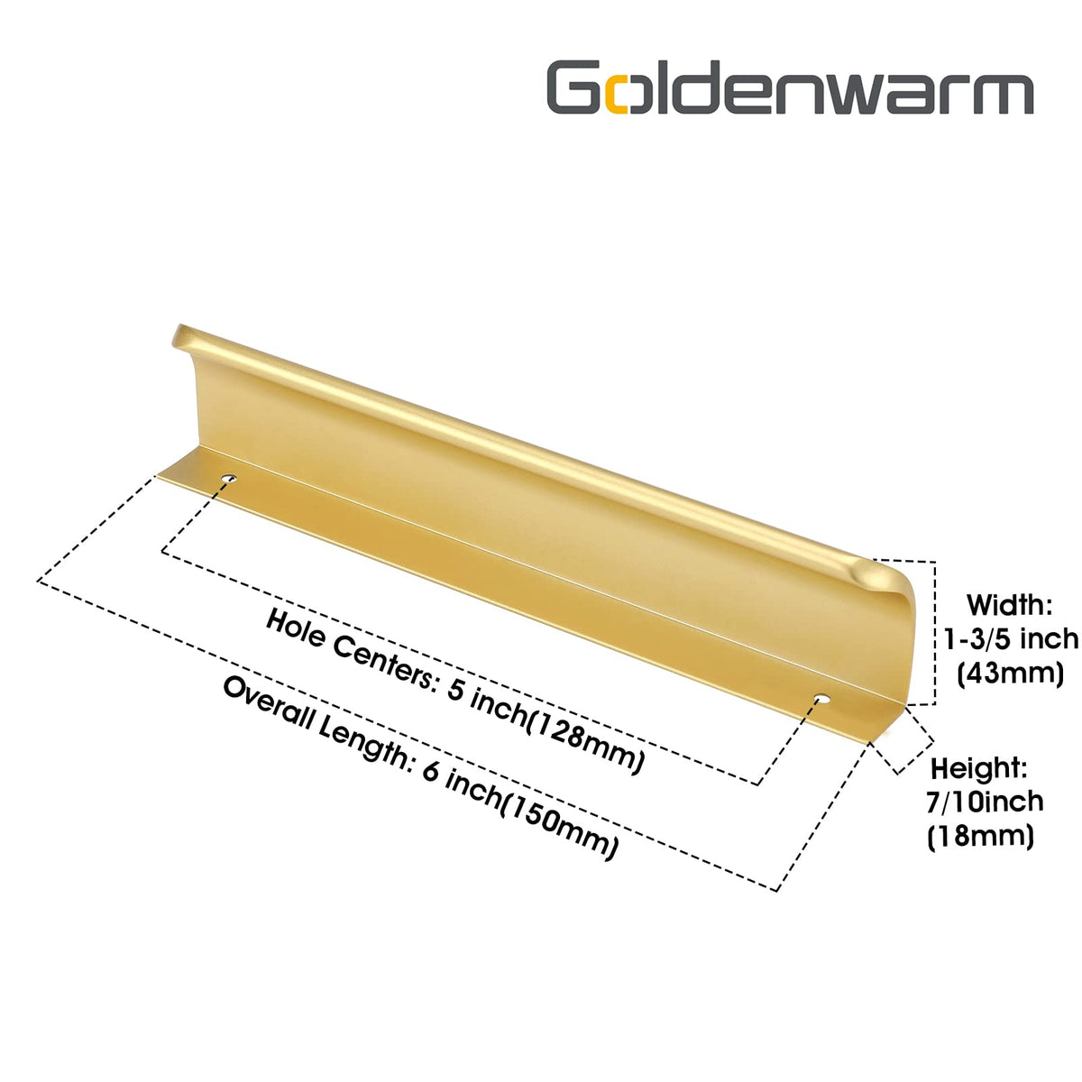 Brushed Brass Rounded Edge Finger Pulls for Drawers