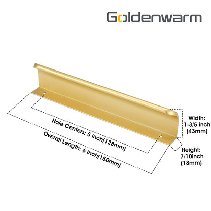 Brushed Brass Rounded Edge Finger Pulls for Drawers