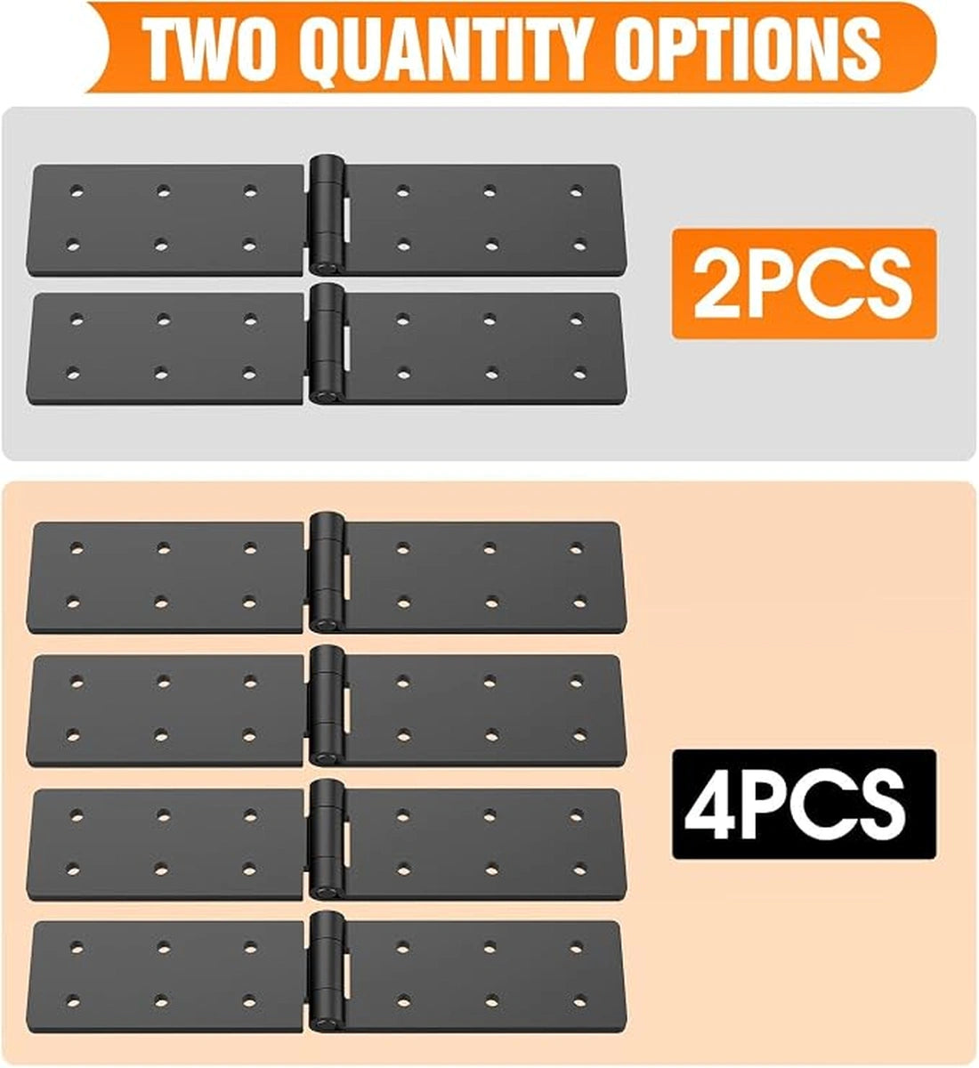 Heavy-Duty 270° Folding Gate Hinges for Wood Fences and Outdoor Doors, Black