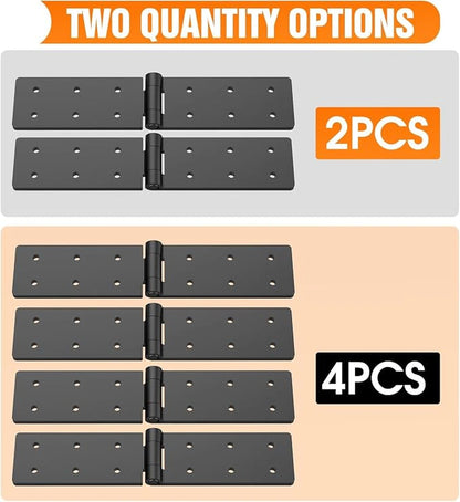 Heavy-Duty 270° Folding Gate Hinges for Wood Fences and Outdoor Doors, Black