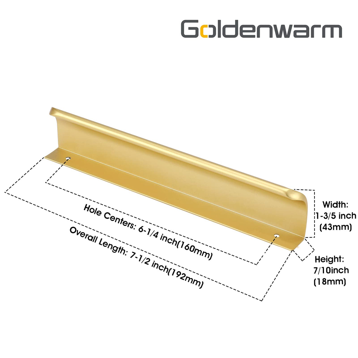Brushed Brass Rounded Edge Finger Pulls for Drawers