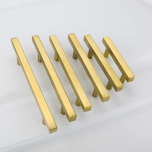 Square Brushed Gold Cabinet Pulls For Kitchen