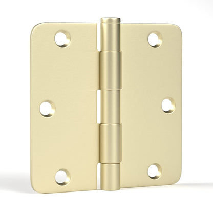 Brushed Gold 3-1/2'' with 1/4'' Radius Corners Interior Door Hinges