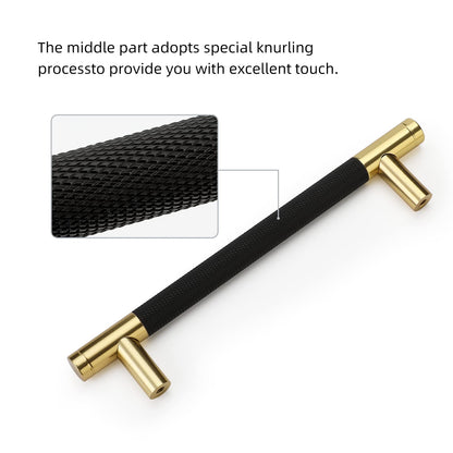 Black and Gold Textured Round Bar Cabinet Pulls