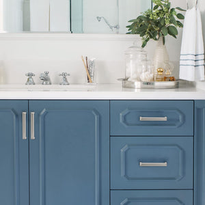 Silver Beveled Square Bar Cabinet Pulls and Drawer Handles