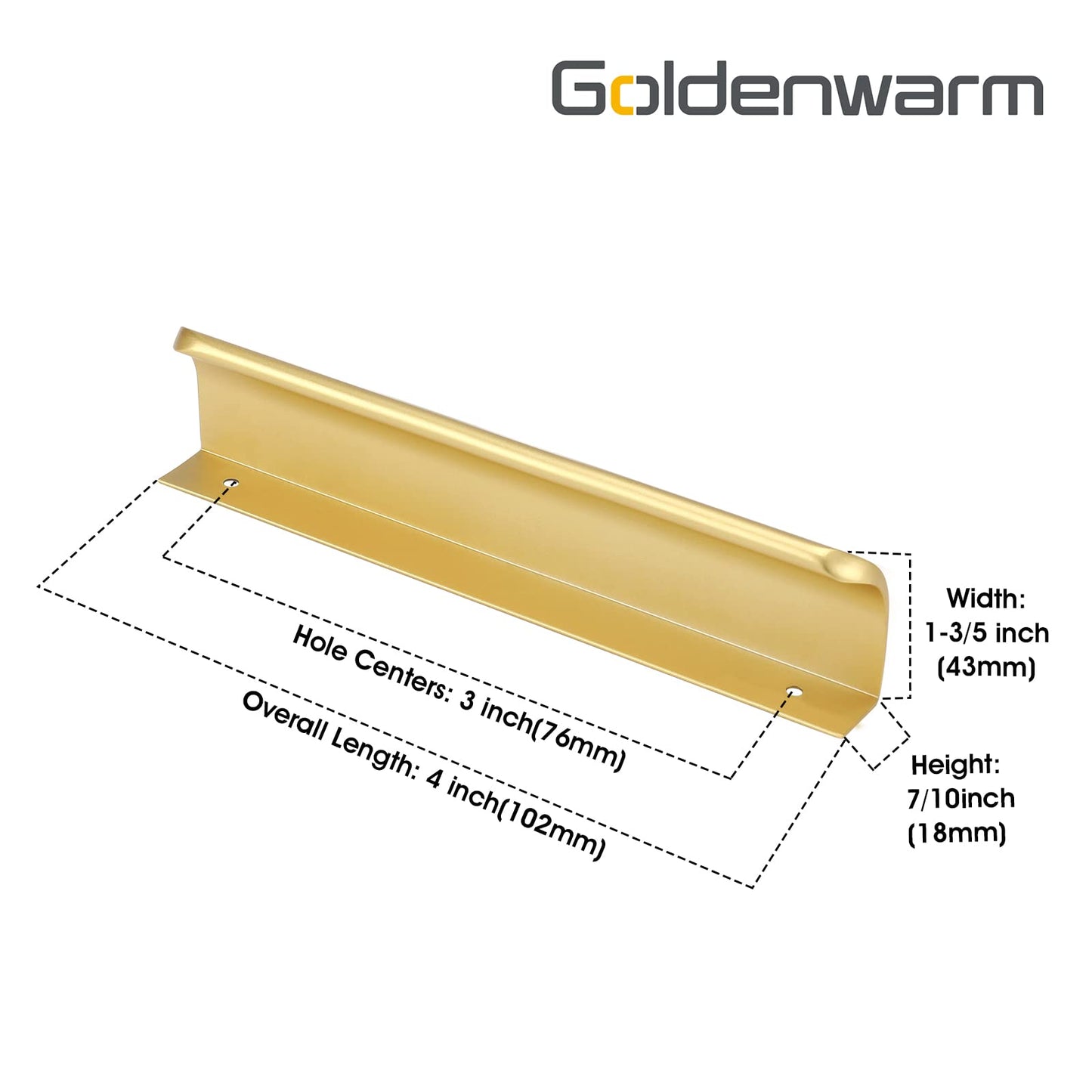 Brushed Brass Rounded Edge Finger Pulls for Drawers