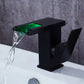 Luminous LED Color Changing Square Waterfall Bathroom Faucet