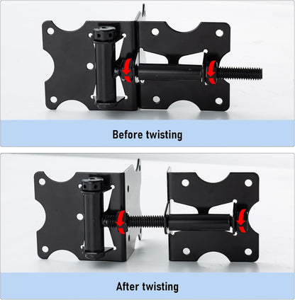 Harlow Self-Closing Door Hinges for Gates, Adjustable Black 2-Pack