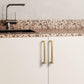 Gold Arched Cabinet Handles and Round Knobs