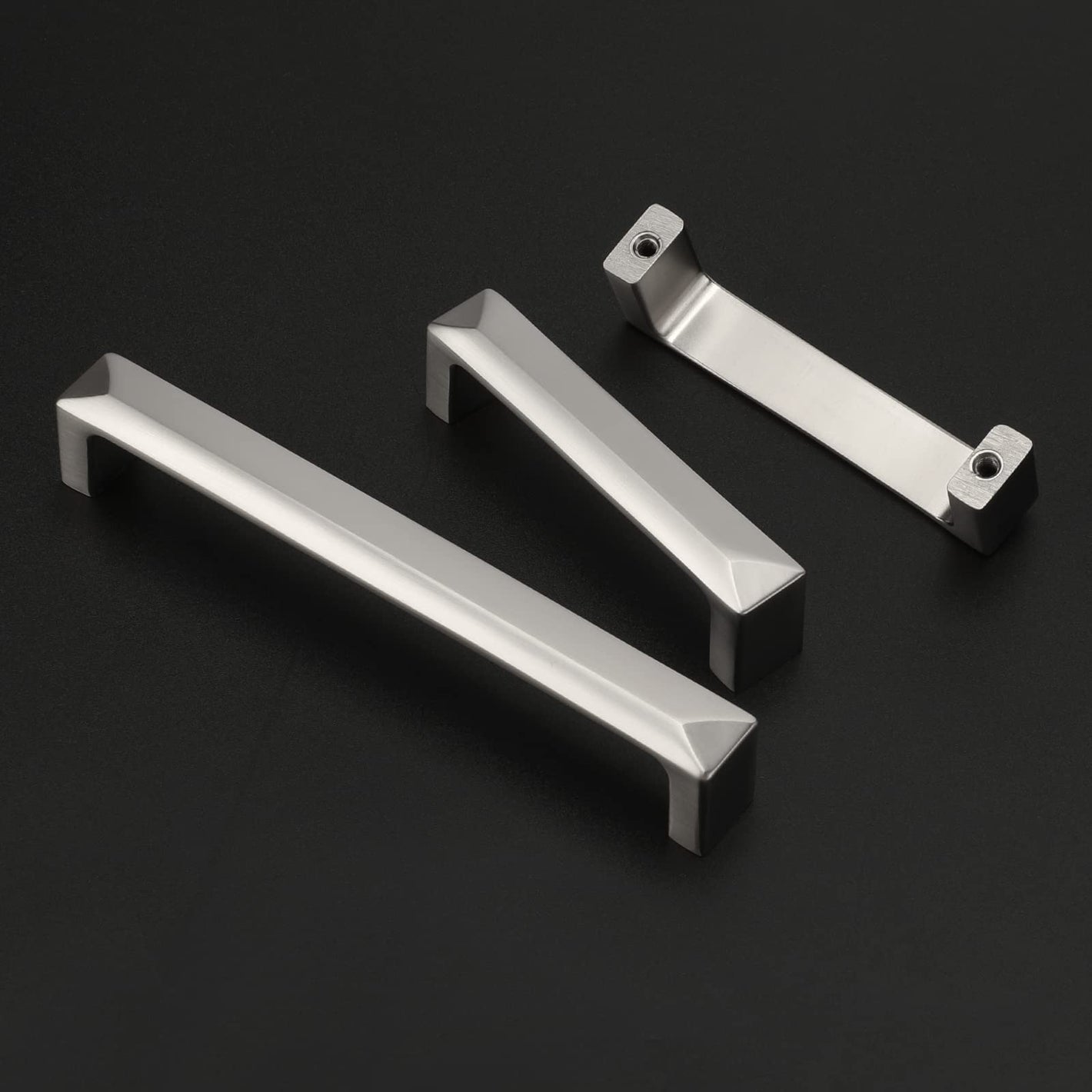 Silver Beveled Square Bar Cabinet Pulls and Drawer Handles