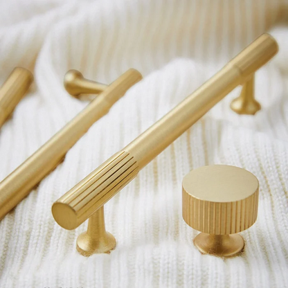 Fluted Metal Cabinet Pulls and Knobs for Kitchen Cabinets