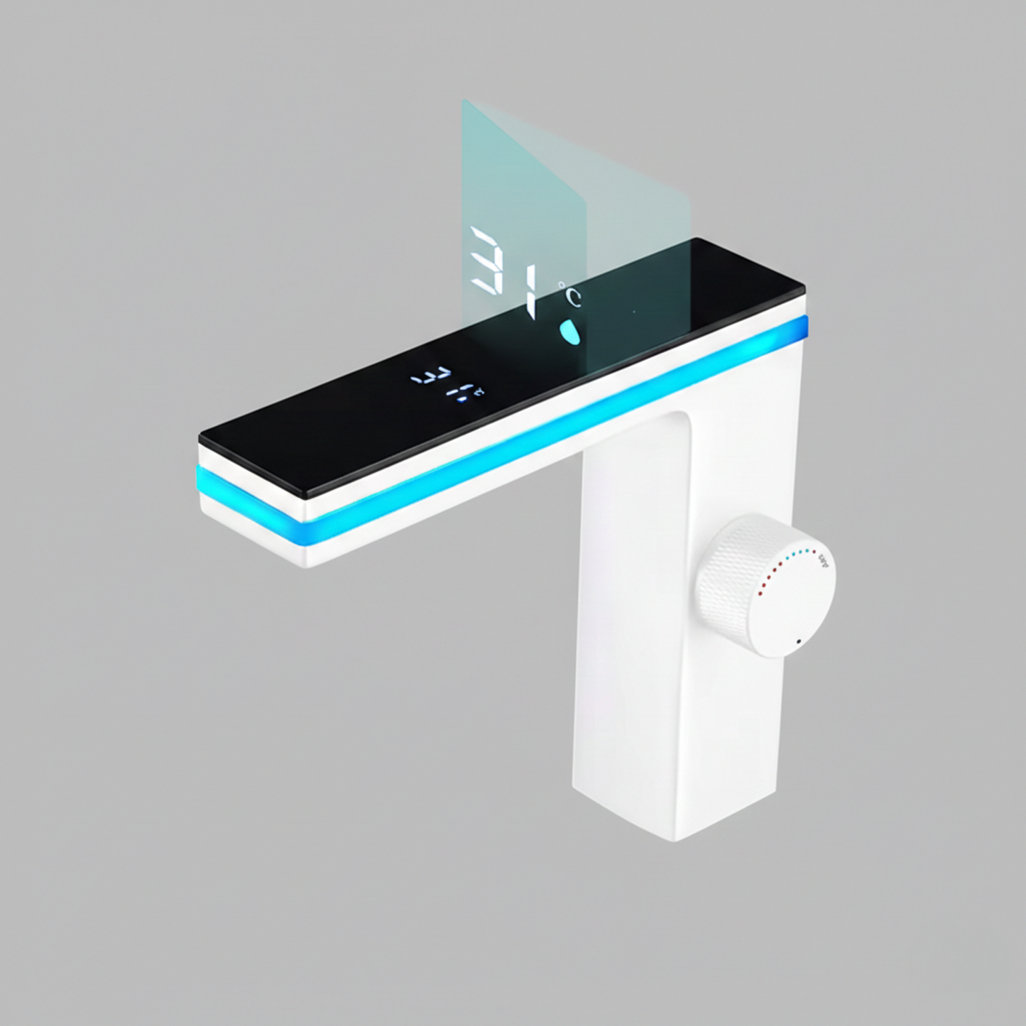 Lumira Digital Display Celsius Bathroom Basin Faucet with Intelligent LED, Single Hole Single Handle