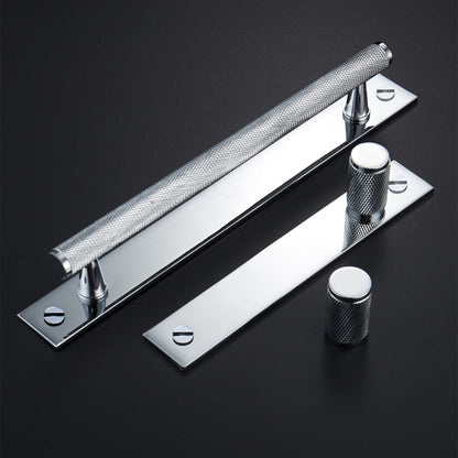 Chrome Textured Cabinet Pulls and Knobs with Backplate Options