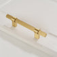Gold Knurled Solid Brass Round Bar Cabinet Pulls with T-Bar Knob Option