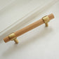 Walnut and Beech Wood Cabinet Pulls with Brass Bases