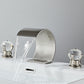Crystal Handle Brass Curved Bathroom Faucet For 3 Hole Sink