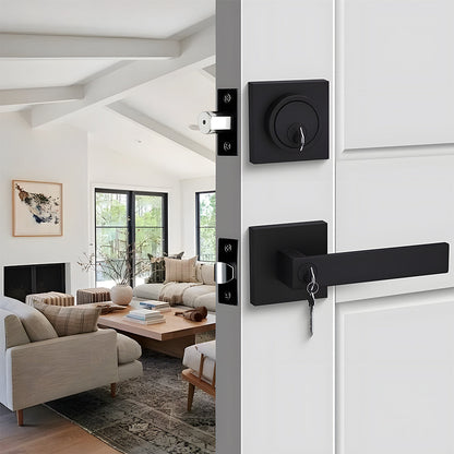 Keyed Entry Front Door Handleset with Single Cylinder Deadbolt