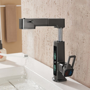 360° Rotation Liftable Bathroom Faucet with LED Digital Display