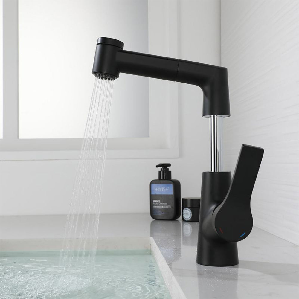 Valenza Modern Height-Adjustable Pull-Out Bathroom Sink Faucet with Dual Spray Modes