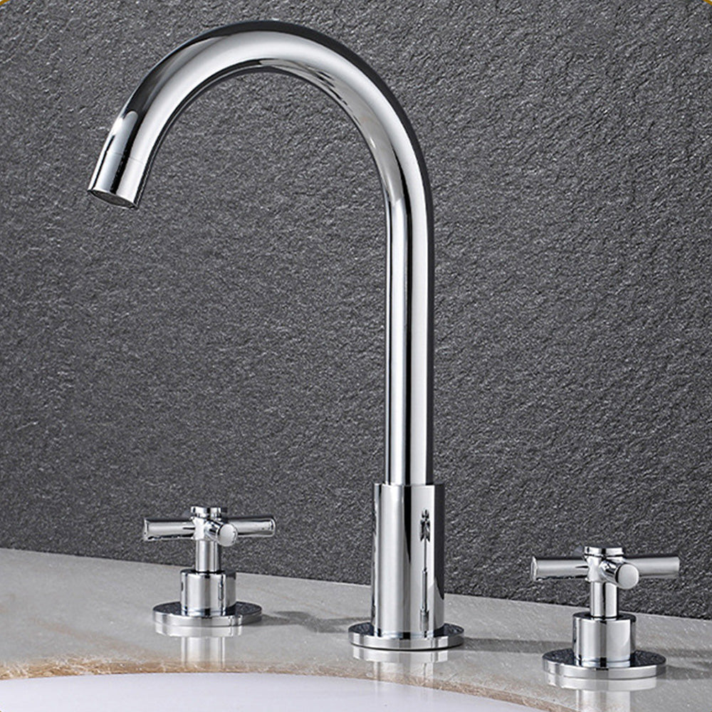 Novatek Modern High-Arc Two-Handle 3-Hole Widespread Bathroom Sink Faucet