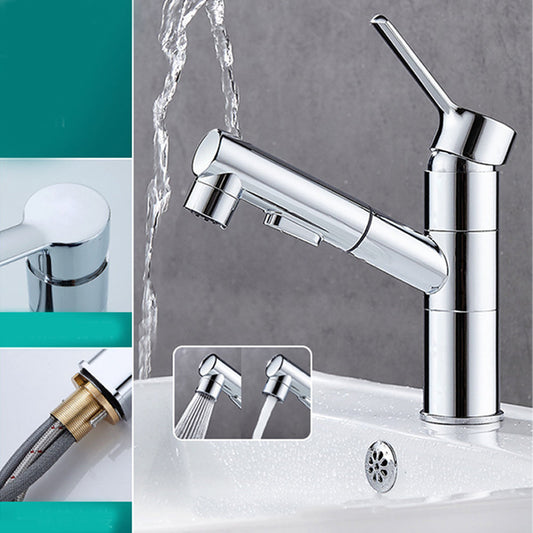 Solvik Modern Single-Hole Pull-Out Bathroom Sink Faucet with 180° Swivel Spout