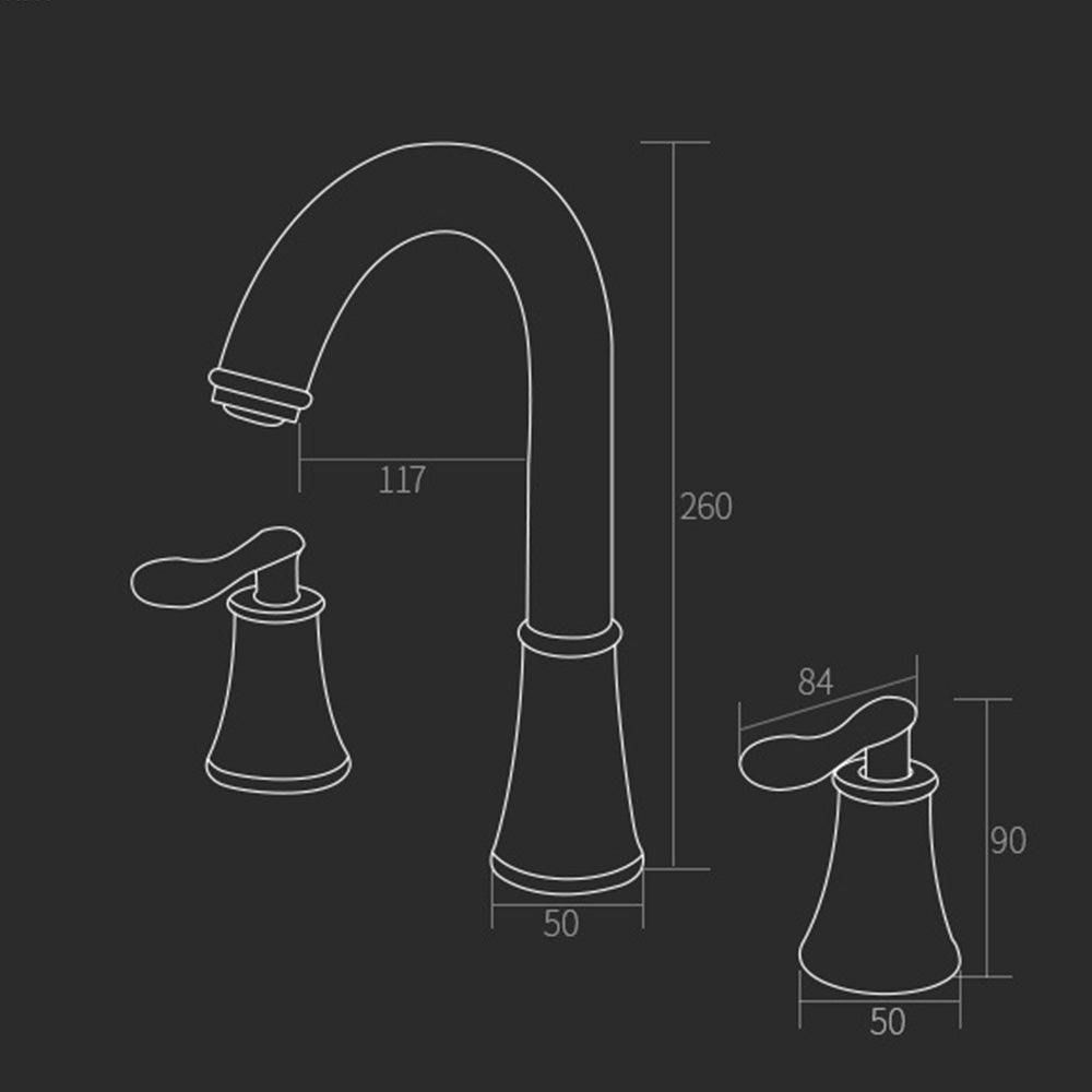 Transitional High-Arc 3-Hole Widespread Bathroom Sink Faucet