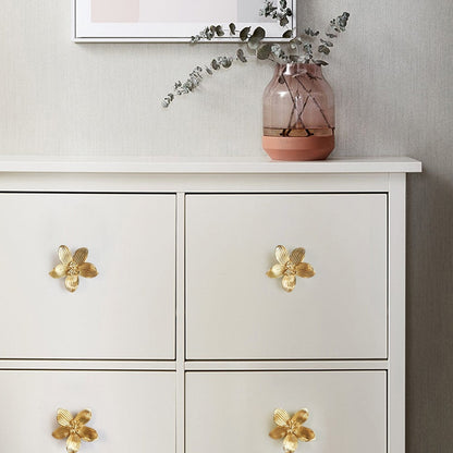Large Solid Brass Flower Cabinet Knobs