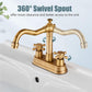 European Antique Two-hand Wheel 3 Hole Bathroom Faucet