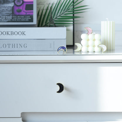 Crescent Moon Cabinet Knobs with Colored Insets