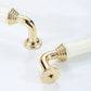 White Ceramic Cabinet Pulls and Knobs, Gold / Black Options