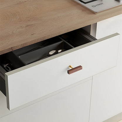 Wood Square Bar Cabinet Handles and Drawer Pulls with Brass Base