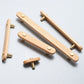 Beech Finish Wood Drawer Pulls with Copper Accents