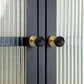 Vintage Walnut Wood Black White Marble Ball Cabinet Knob