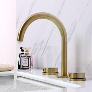 Matte Gold Gooseneck 3 Hole Bathroom Faucet