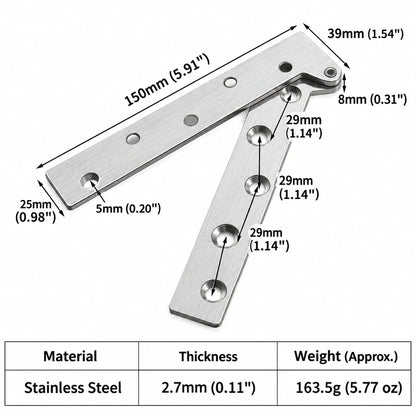 Stainless Steel 360° Pivot Door Hinges, Top and Bottom Mount