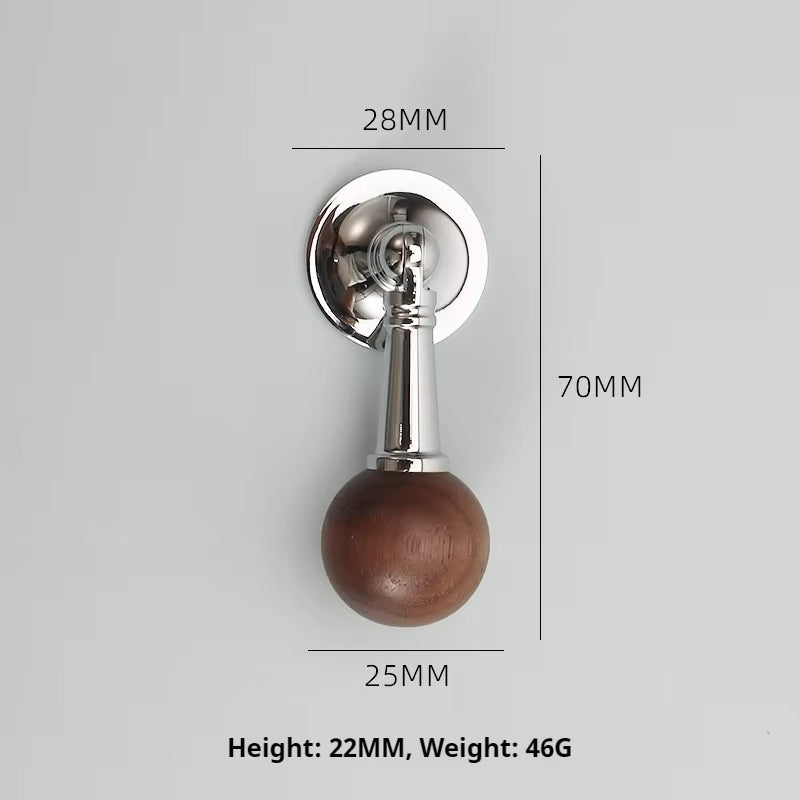 Chrome-Plated Brass and Walnut Cabinet Pulls and Knobs