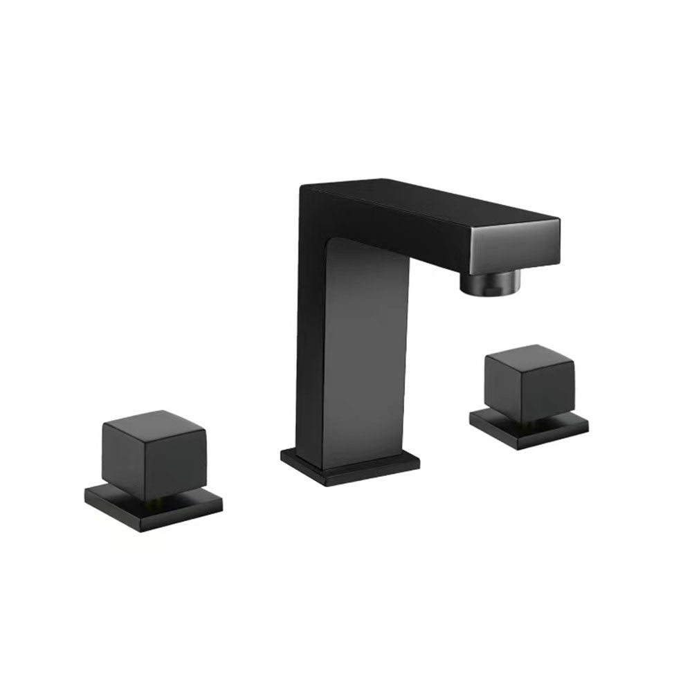 Norvik Modern Square Two-Handle 3-Hole Widespread Bathroom Sink Faucet