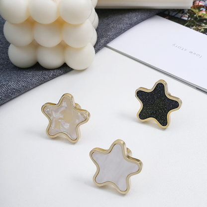 Star-Shaped Gold-Tone Drawer Knobs with Colored Insets