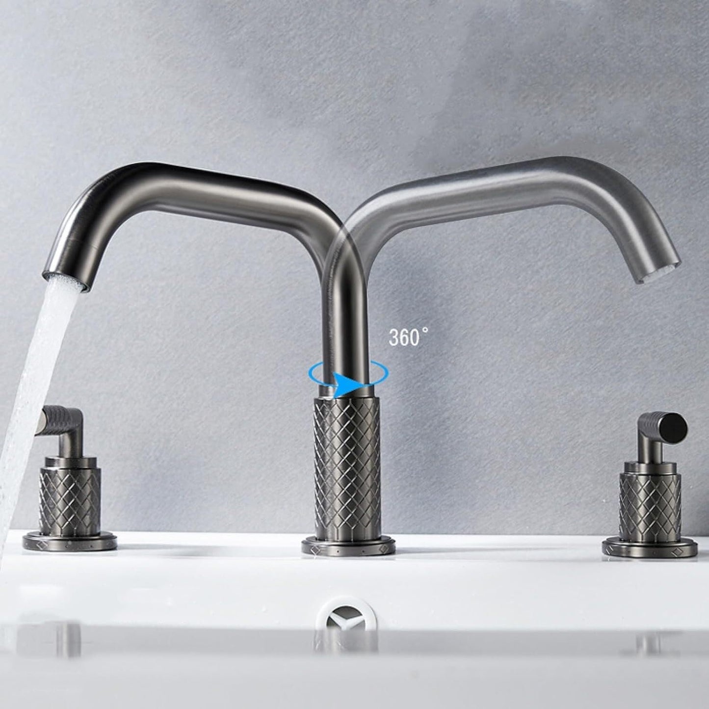 Dorvia Modern High-Arc Two-Handle 3-Hole Widespread Bathroom Sink Faucet with Textured Details