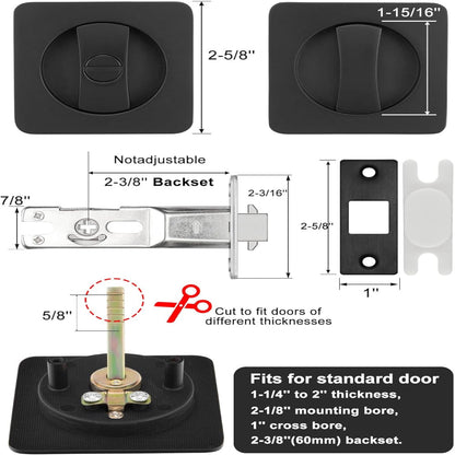 Matte Black Rounded Square Pocket Door Lock for Sliding Doors