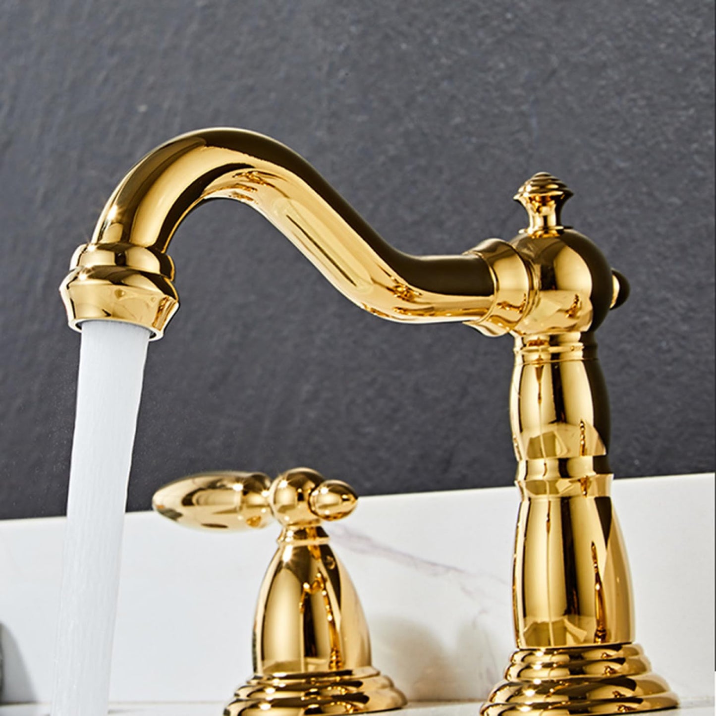 Verona Vintage-Inspired High-Arc Two-Handle 3-Hole Widespread Bathroom Sink Faucet
