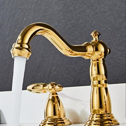 Verona Vintage-Inspired High-Arc Two-Handle 3-Hole Widespread Bathroom Sink Faucet