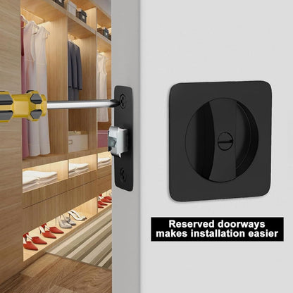 Matte Black Rounded Square Pocket Door Lock for Sliding Doors