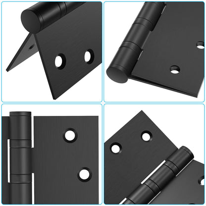Matte Black 4in x 4in Ball Bearing with Square Corners Door Hinges for Exterior Doors