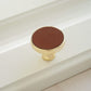 Leather Inset Cabinet Pull Handles and Knobs, Gold / Brown