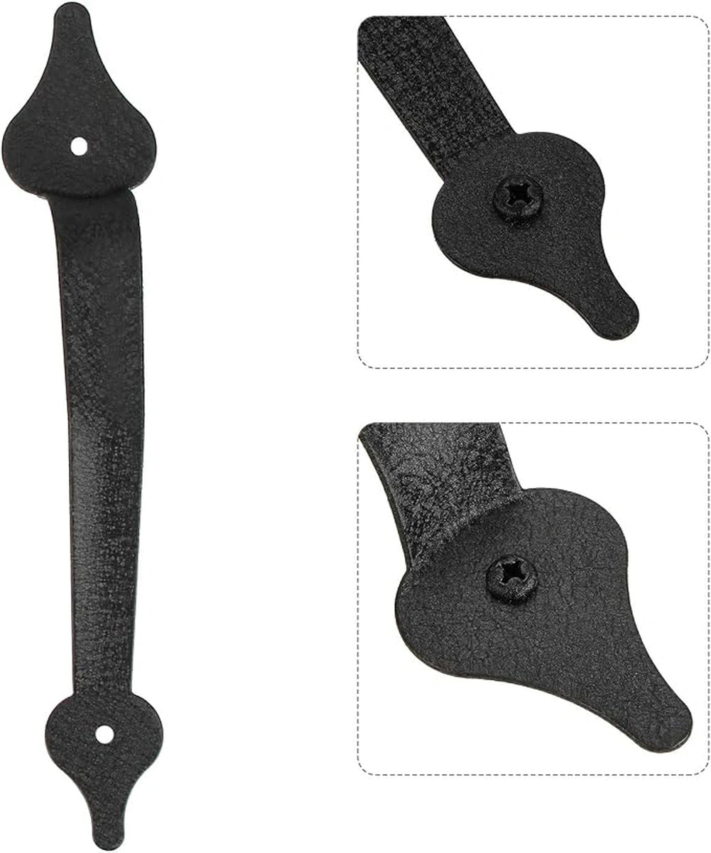 Faux Garage Door Hinge and Handle Kit, Black Spear Style