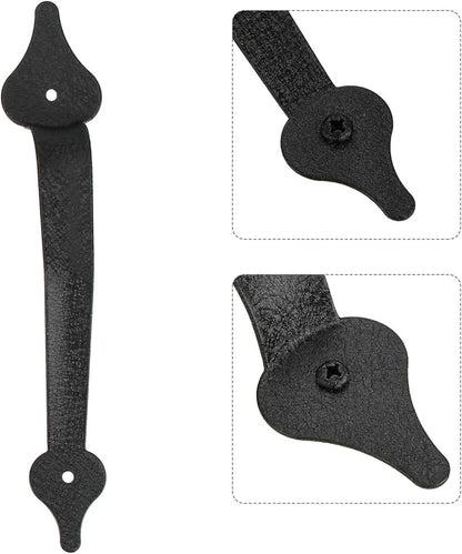Faux Garage Door Hinge and Handle Kit, Black Spear Style
